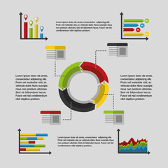 Wall Mural - business statistics pie chart infographic bar graphs information vector illustration