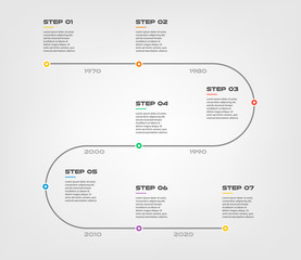 Poster - Snake timeline steps infographics - can illustrate a strategy, workflow or team work, vector flat color, business template for presentation. Can be used for diagram, banner, web design