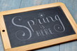 SPRING IS HERE on chalkboard