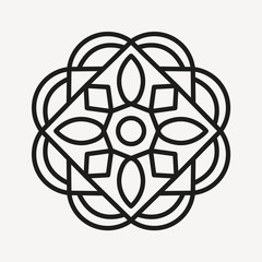 Sticker - Simple Mandala Shape for Coloring. Geometric Ornament. Vector.