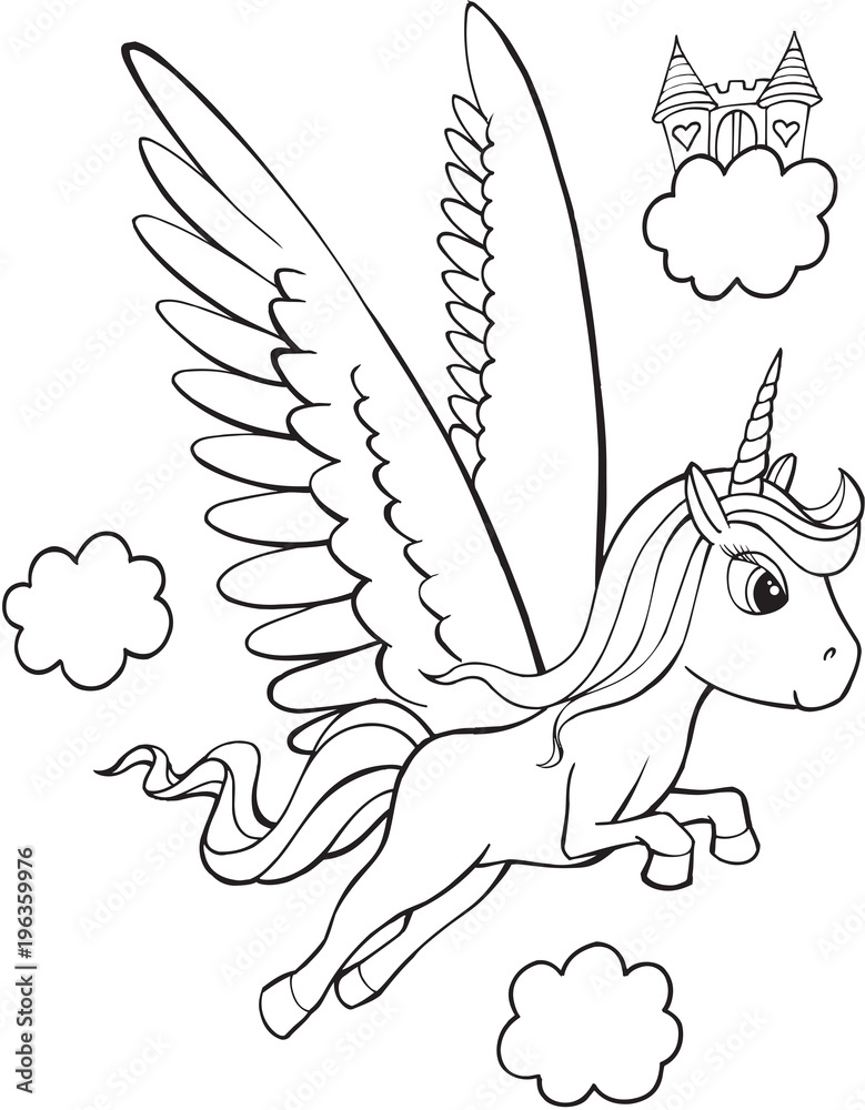 Printed Kitchen Splashbacks Pegasus Unicorn Vector Illutration Art