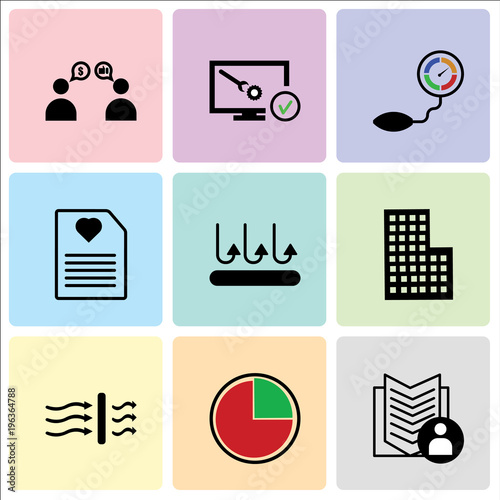 Stampe Set Of 9 simple editable icons such as guestbook, proactive, breathable, City bu