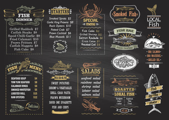 fish menu chalkboard desigs set