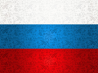 Wall Mural - Russia flag background with traditional icons