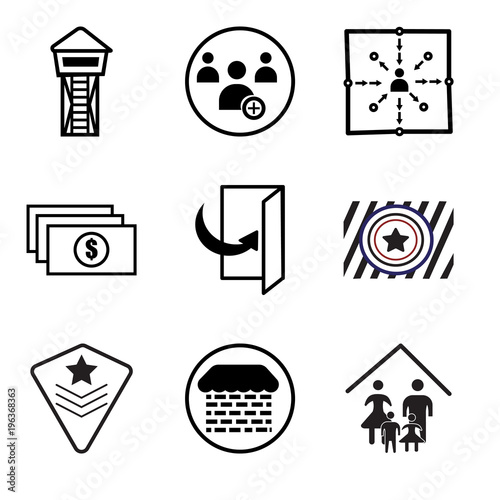 Stampe Set Of 9 simple editable icons such as our family, brick and mortar, air force,