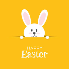 Wall Mural - happy easter, concept of greeting cards, bunny leaning out of the burrow