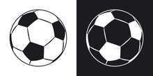 Vector Football Icon. Two-tone Version On Black And White Background