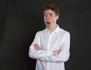 Canvas Print - Young man with mouth open