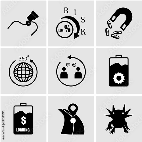 Stampe Set Of 9 simple editable icons such as axolotl, roadmap, fundraising, operations