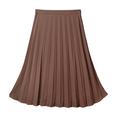 brown pleated midi skirt isolated on white