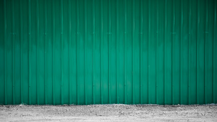 Wall Mural - green corrugated metal wall