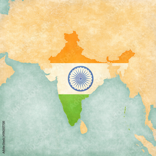 Obraz na płótnie Map of South Asia - India