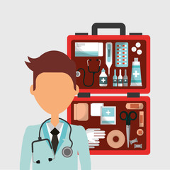 Wall Mural - medical doctor kit first aid emergency healthcare vector illustration