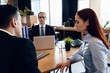 © freeograph - Adult couple gets divorced from attorney for divorce in lawyer office.