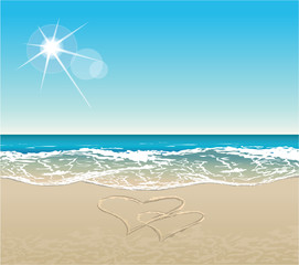 Wall Mural - vector tropical beach with much copy space