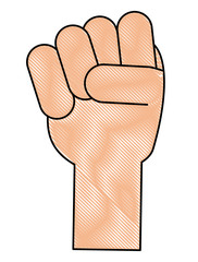 Sticker - hand with clenched fist icon over white background, colorful design. vector illustration