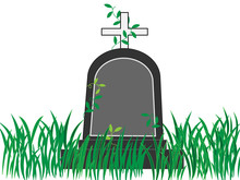 墓が放置せれ雑草で覆われている。