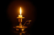 Burning candle on candlesticks