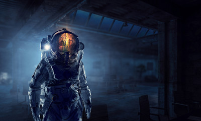 spaceman ready for mission. mixed media