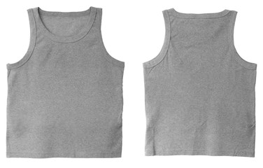 Wall Mural - blank tank top color grey front and back view on white background