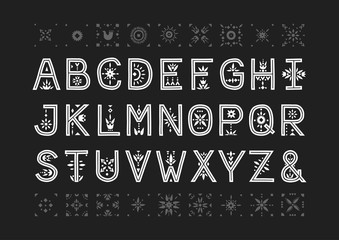 Aufkleber - Vector capital alphabet. Decorative letters with patternded negative space.