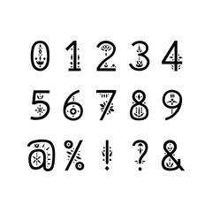 Aufkleber - Vector display alphabet. Numbers and punctuation decorated with floral patterns.