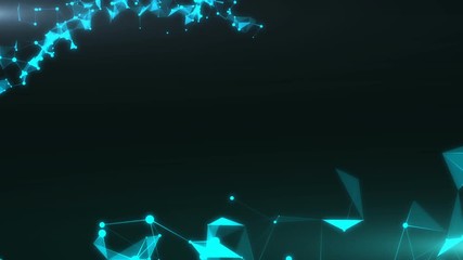 Poster - digital movement. bands of organic structures. glowing elements. design for text. the junction of moving organic particle structures. place for text. cinematic business plexus background. chromatic