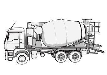 sketch of concrete mixer vector