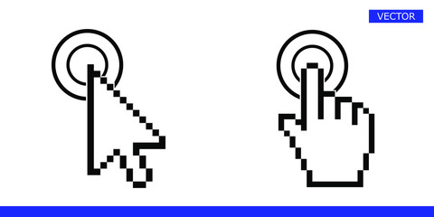 Leinwandbilder - White arrow cursor and hand cursor click or touch moving icons vector illustration