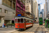 Fototapeta Natura - Old trams in Hong Kong Street