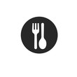 vector illustration sign with spoon and fork on dish. Food or Meal icon