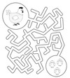 Easy maze game with hen and chicks / vector illustration for children 