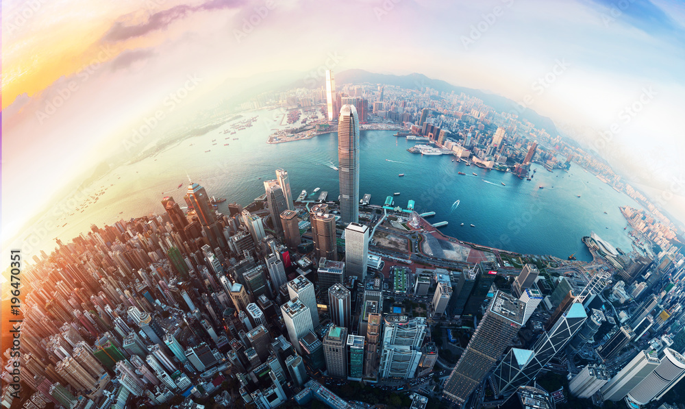 Panorama Hong Kong City - obrazy, fototapety, plakaty 