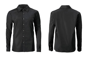 black color formal shirt with button down collar isolated on white