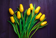 Top Down View of Bright Yellow Tulips