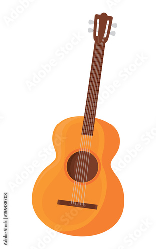 Fotomural acoustic guitar icon over white background, colorful design