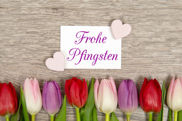  Tulpen und Karte: Frohe Pfingsten