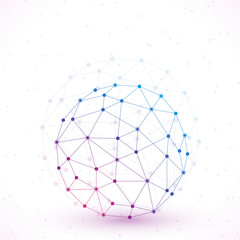 Fototapete - Geometric lattice , the molecules in the circle. Round composition of the molecule, illustration