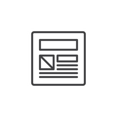 Web page design outline icon. linear style sign for mobile concept and web design. Website design simple line vector icon. Symbol, logo illustration. Pixel perfect vector graphics