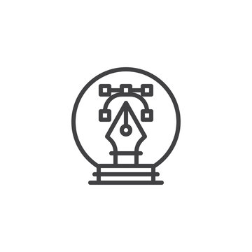 Vector graphic design pen outline icon. linear style sign for mobile concept and web design. Writing simple line vector icon. Symbol, logo illustration. Pixel perfect vector graphics
