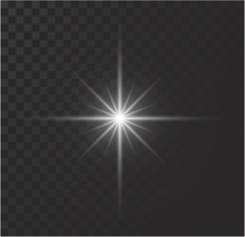 White Glowing Light Burst Explosion With Transparent. Vector Illustration For Cool Effect Decoration With Ray Sparkles. Bright Star. Transparent Shine Gradient Glitter, Bright Flare. Glare Texture.