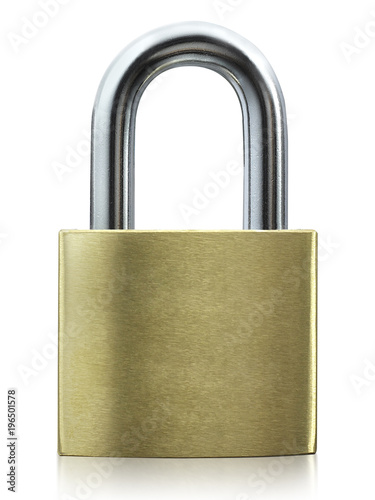 Metal padlock isolated on white background Poster