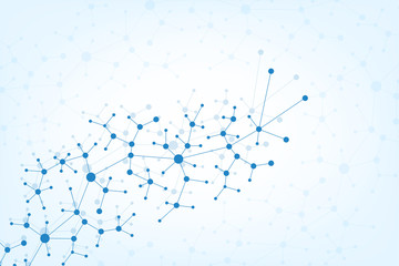 Fototapete - Molecule and communication with connected dots and lines. DNA molecule structure. Graphic background for your design , Illustration