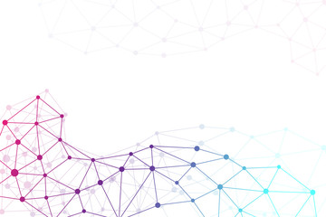 Poster - Geometric colorful background molecule and communication . Connected lines with dots. Abstract molecule illustration. Molecule composition for your design