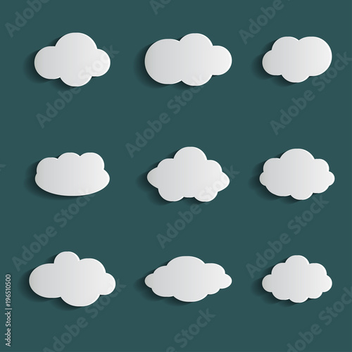Stampe Cloud vector icon set white color on blue background