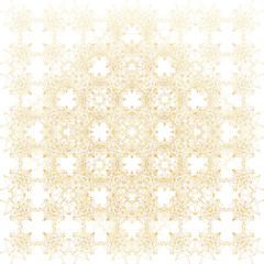 Poster - Geometric abstract background. Connected line and dots. Linear golden grid with circles in nodes. Reticulated gold monochrome texture illustration