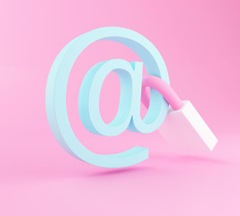 Poster - 3d Mail sign with lock and padlock.