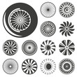 © bigpa - jet engine, turbine and engine blade icons