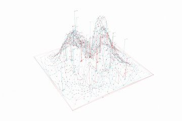 Abstract landscape background. Mesh structure. Polygonal wireframe background.Height field infographic design.