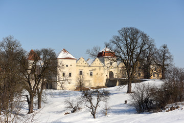 Poster - Svirzh castle in winter time, Lviv region, Ukraine